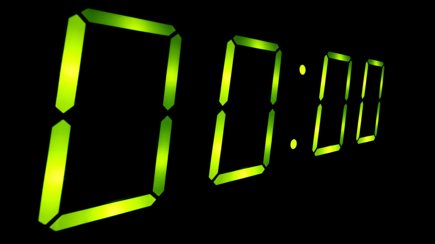 A digital countdown at zero