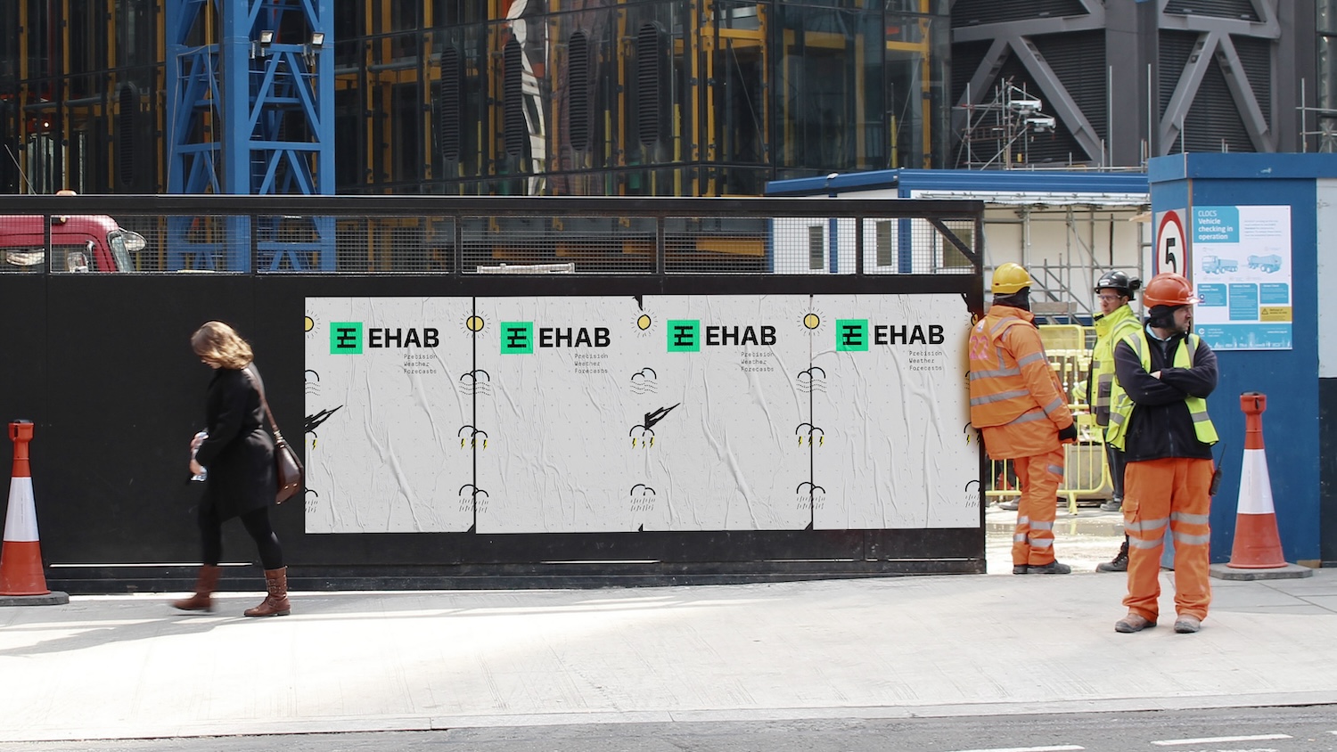 Image of EHAB logo on a construction site