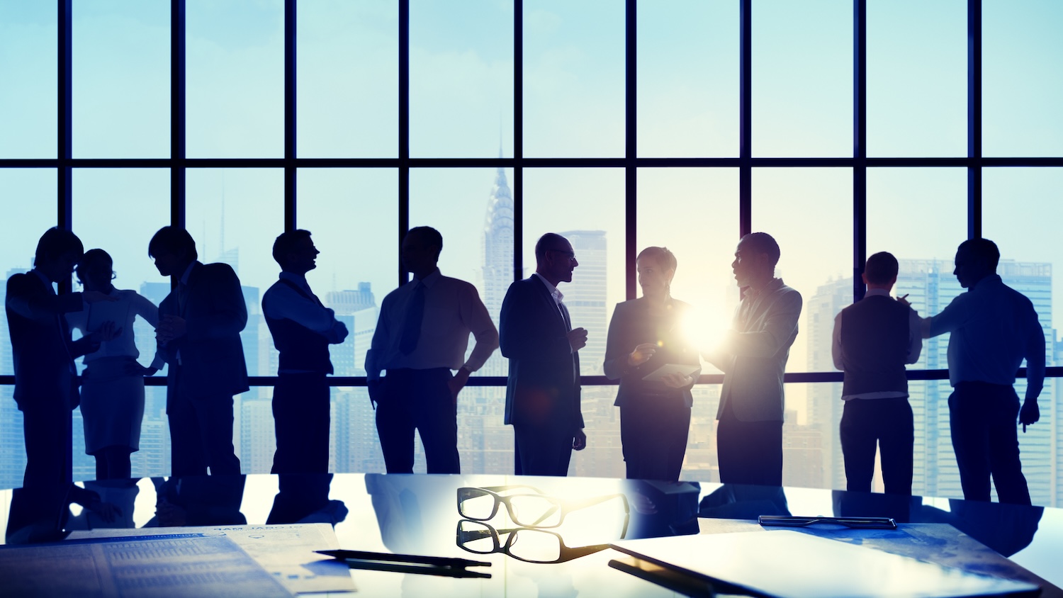 Abstract image of a board meeting