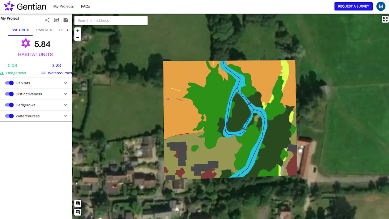 Screen shot of the Gentian mapping system for biodiversity