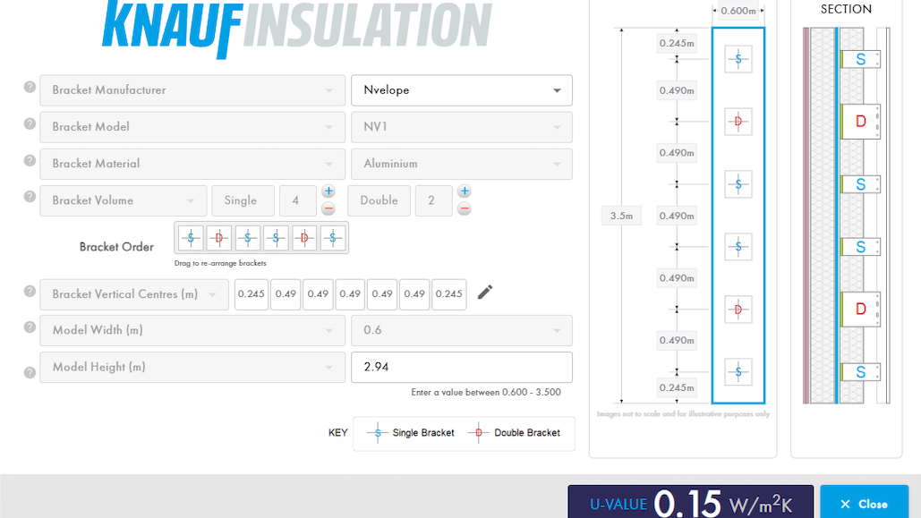 Screen shot of Knauf Insulation's 3D U-value calculator