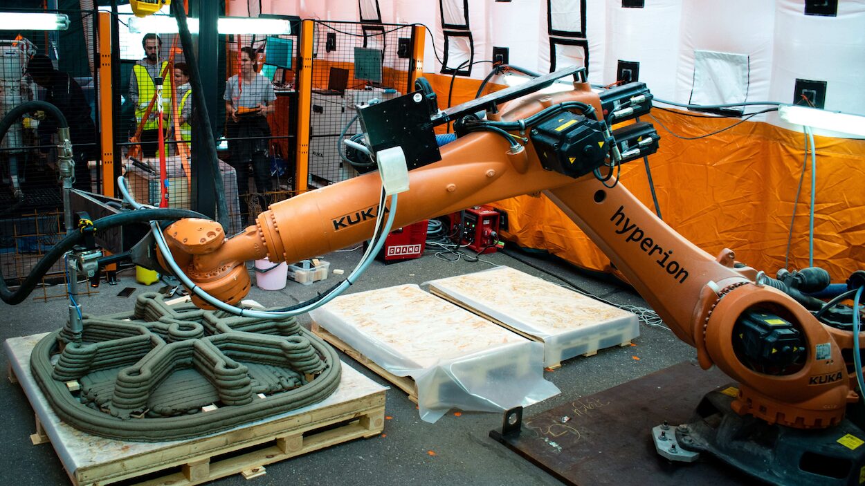 A Hyperion Robotics 3D printing robot in action on site