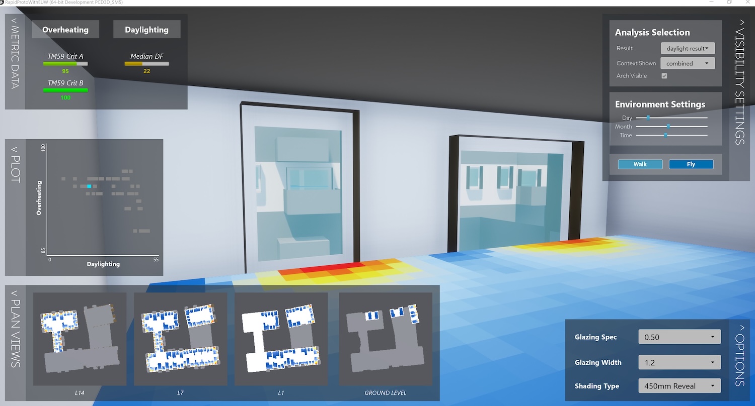 Screen shot of the Buro Happold parametric facade design tool in action