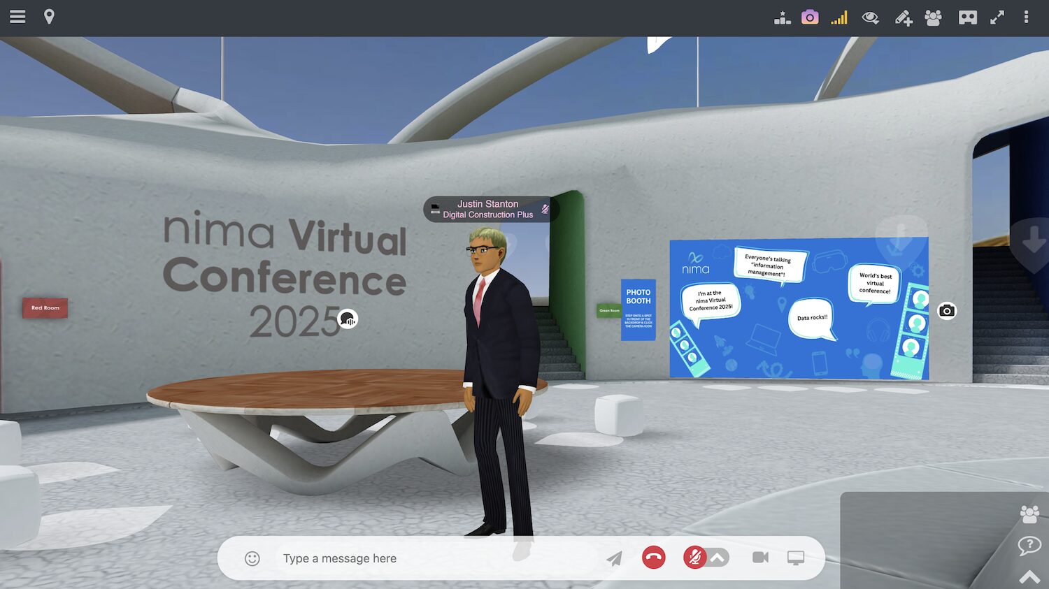 Screenshot of the virtual world for the nima conference